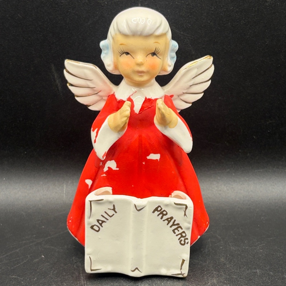 Our Own Import Vintage Mid Century Ceramic Daily Prayers Angel Figurine Figure